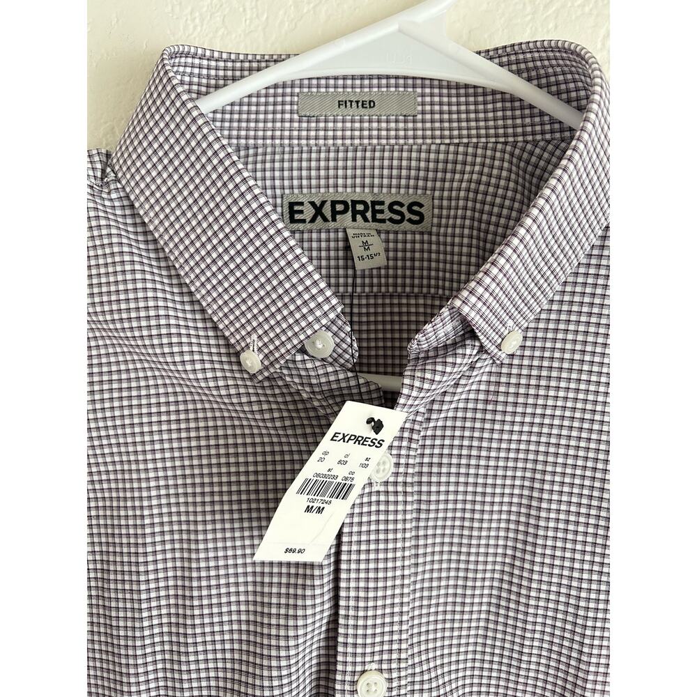 Bundle of 3 Express Fitted Button Up Shirts 1 NWT Size Medium 15 - 15 1/2 - Picture 9 of 10